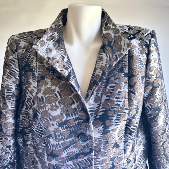 Lafayette Grey Black Cream Polyester Blazer size 14 - Picture 2 of 15